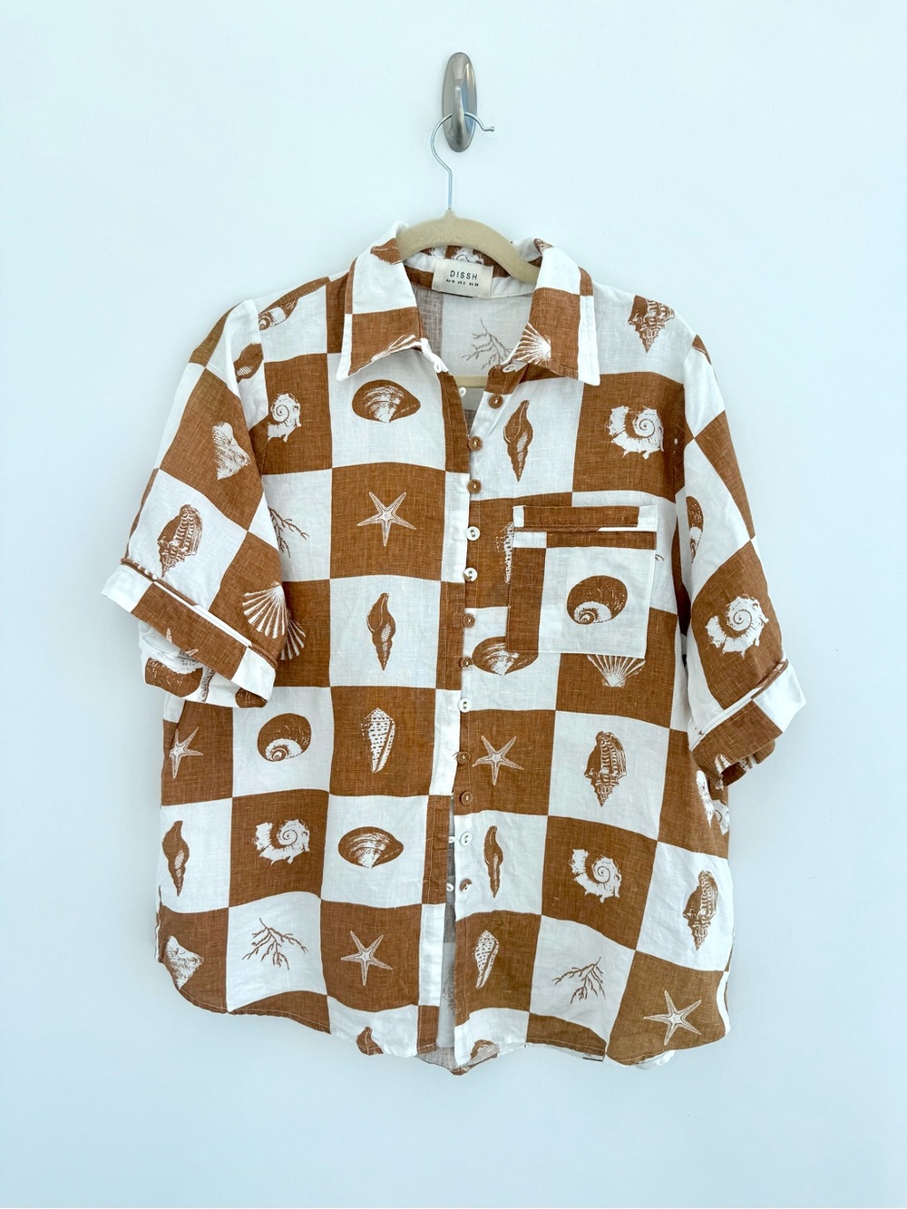 Dissh Bronze & White Linen Shell-Print